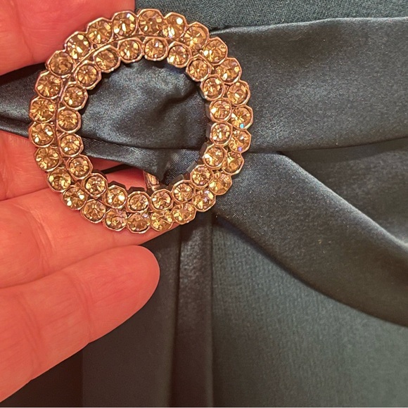 Donna Rocco Womens Silk Faux Evening Wrap Dress Jade Green Size 24W NWT - Picture 5 of 9